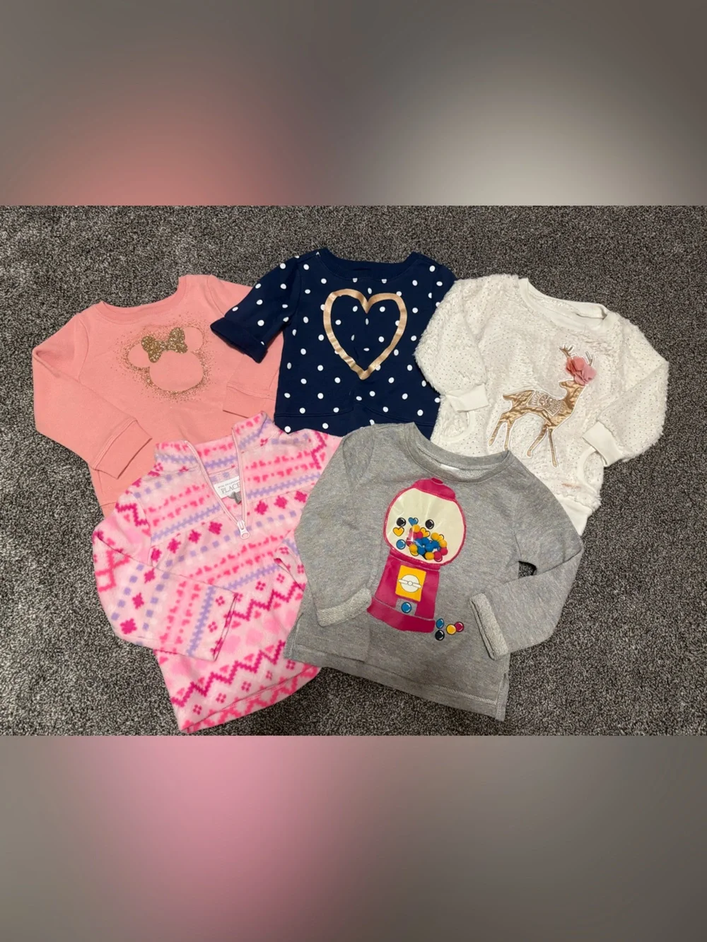 18-24 month 2t girls sweatshirts Minnie deer fleece gum ball